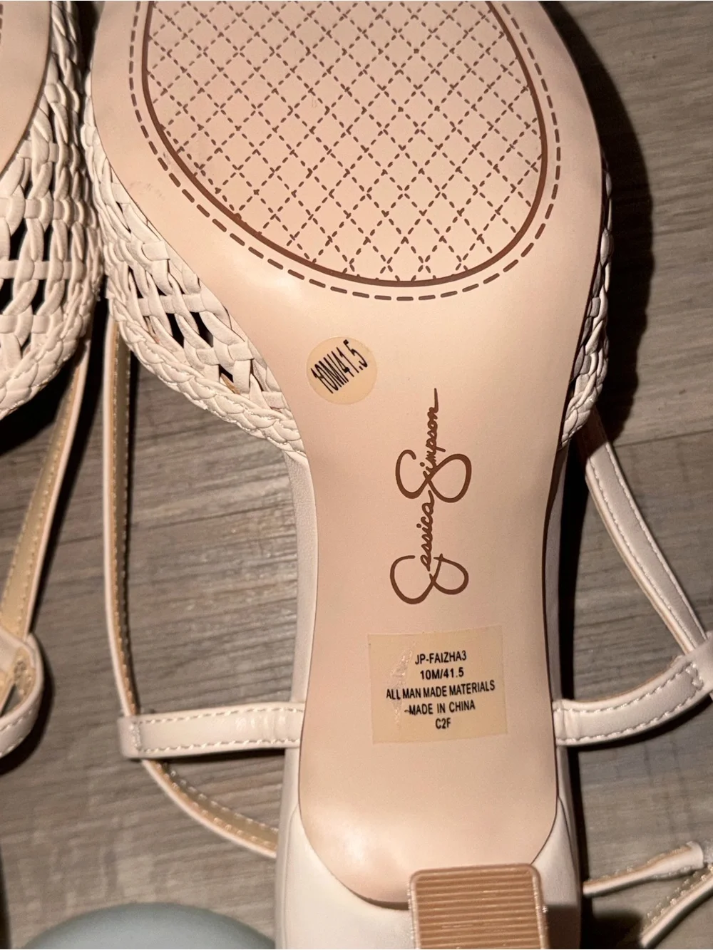 Jessica Simpson Cream Woven Slingback Mules Heels